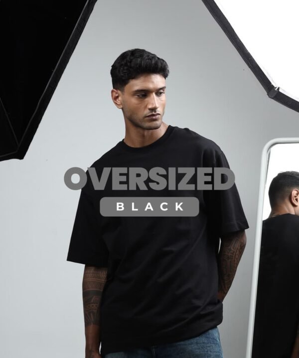 Oversized PIMA Cotton T-Shirt | 240 GSM French - Black, M