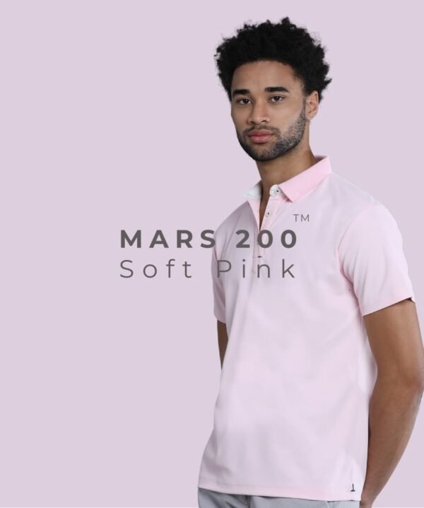 Mars Performance Polo T-Shirt for Men & Women 200 GSM Polyester | Quick Dry | UV Protection - Soft Pink, XL