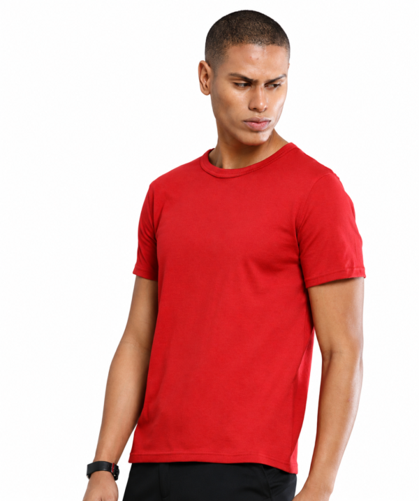 Sustainable Crew Neck T-Shirt | Recycled Fabric - Heather Red, XL
