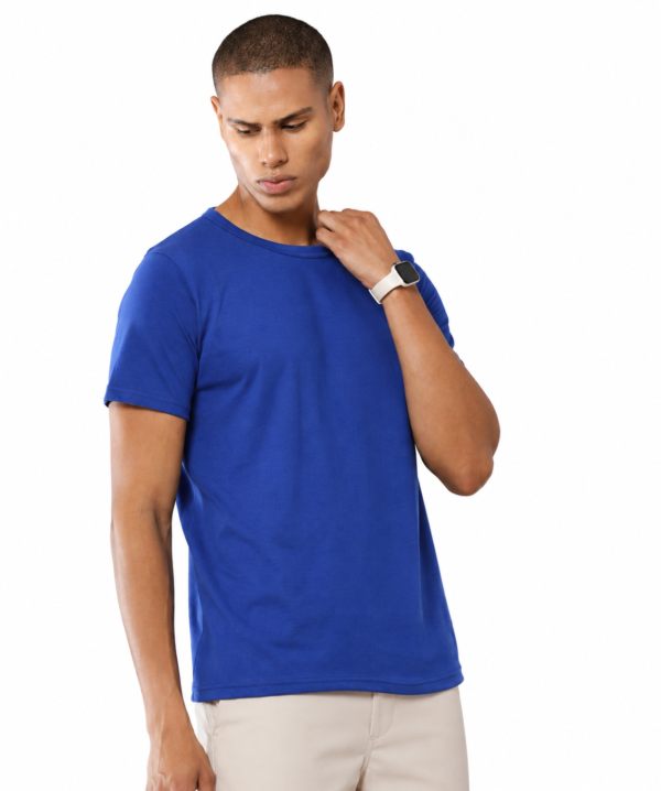 Sustainable Crew Neck T-Shirt | Recycled Fabric - Heather Blue, XL