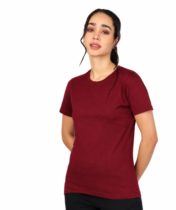 PIMA Premium Crew Neck T-Shirt | Bio-Washed | Soft Touch - Maroon, XS