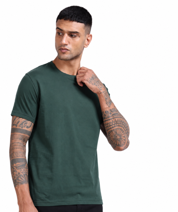 PIMA Men's Premium Crew Neck T-Shirt | Bio-Washed | Soft Touch - Bottle Green, 2XL