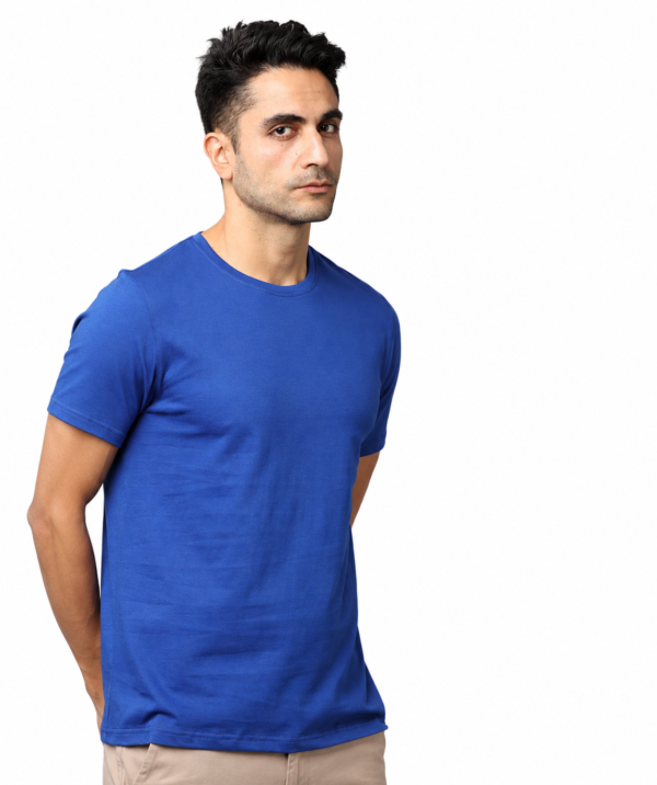 PIMA Men's Premium Crew Neck T-Shirt | Bio-Washed | Soft Touch - Imperial Blue, XS