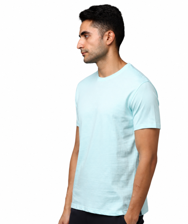 PIMA Men's Premium Crew Neck T-Shirt | Bio-Washed | Soft Touch - Mint Blue, XL