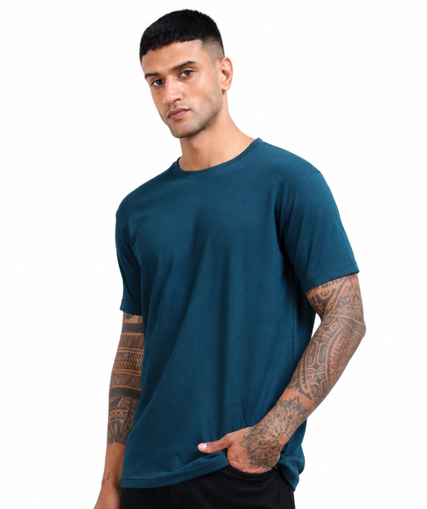 PIMA Men's Premium Crew Neck T-Shirt | Bio-Washed | Soft Touch - Petrol, XL