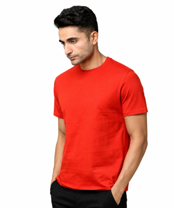 PIMA Men's Premium Crew Neck T-Shirt | Bio-Washed | Soft Touch - Red, XL