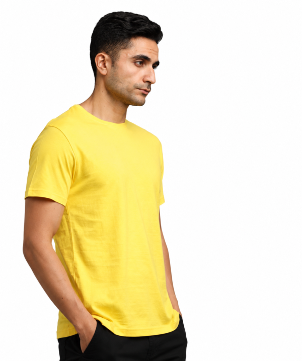 PIMA Men's Premium Crew Neck T-Shirt | Bio-Washed | Soft Touch - Yellow, XL