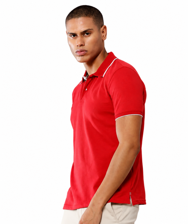 Sustainable Jacquard Polo T-Shirt for Men |Premium Jacquard Collar - Heather Red, XL