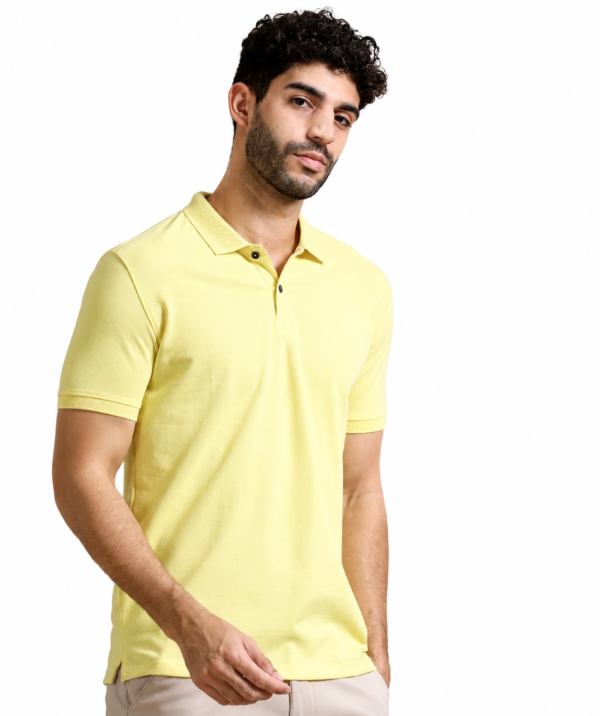 Sustainable Jacquard Polo T-Shirt for Men |Premium Jacquard Collar - Sunrise Yellow, XL