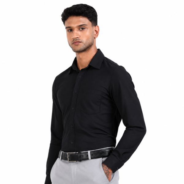 Mopra 6X Smarter Workday Shirt | Premium 4-Way Stretch Formal Shirt - Black, XS