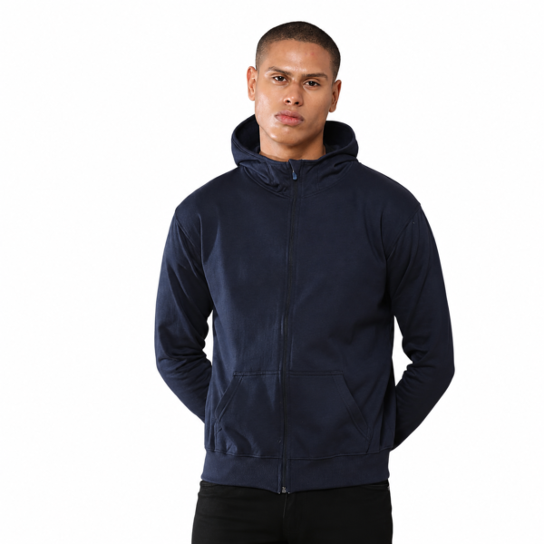 Sustainable Heather Zip Hoodie | Premium Eco-Friendly Cotton Hoodie - Navy Blue, XL