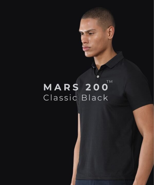 Mars Performance Polo T-Shirt for Men & Women 200 GSM Polyester | Quick Dry | UV Protection - Black, XL