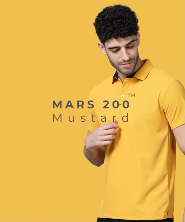 Mars Performance Polo T-Shirt for Men & Women 200 GSM Polyester | Quick Dry | UV Protection - Mustard, XS