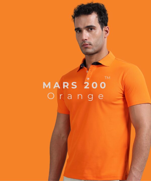 Mars Performance Polo T-Shirt for Men & Women 200 GSM Polyester | Quick Dry | UV Protection - Orange, XS