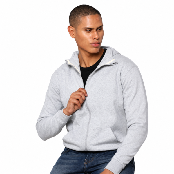 Sustainable Heather Zip Hoodie | Premium Eco-Friendly Cotton Hoodie - Grey, XL