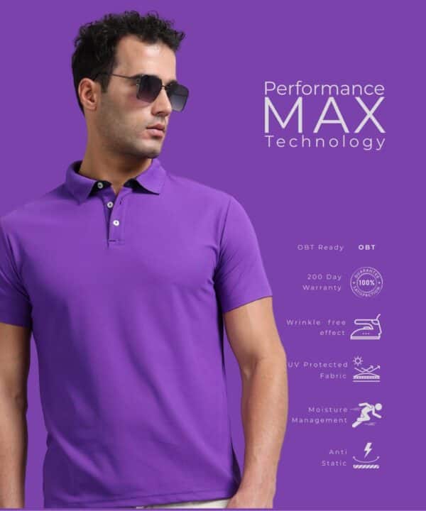 Mars Performance Polo T-Shirt for Men & Women 200 GSM Polyester | Quick Dry | UV Protection - Purple, XS