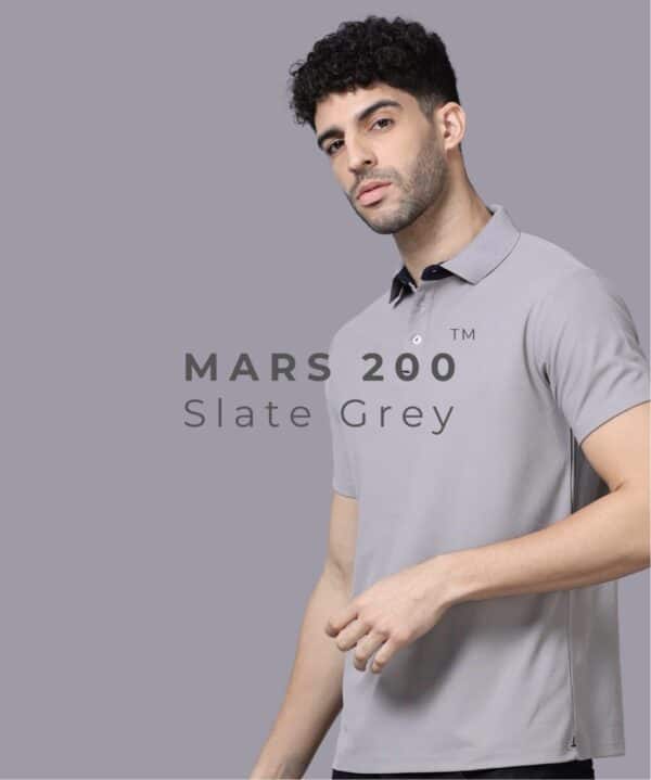 Mars Performance Polo T-Shirt for Men & Women 200 GSM Polyester | Quick Dry | UV Protection - Slate Grey, XS