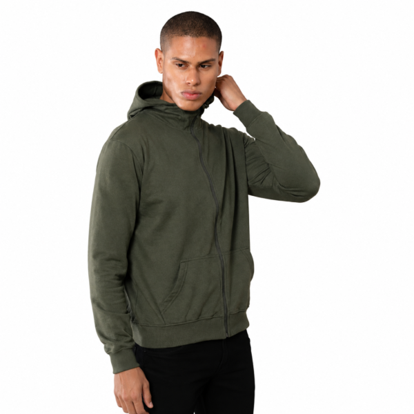 Sustainable Heather Zip Hoodie | Premium Eco-Friendly Cotton Hoodie - Olive Green, XL