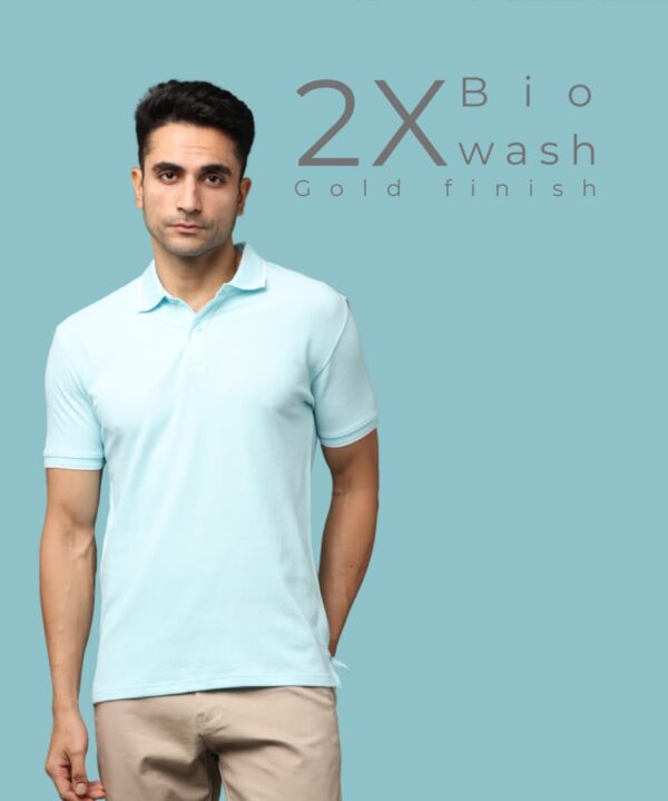 Mopra Men’s Premium PIMA Cotton Polo T-Shirt - Mint Blue, XL